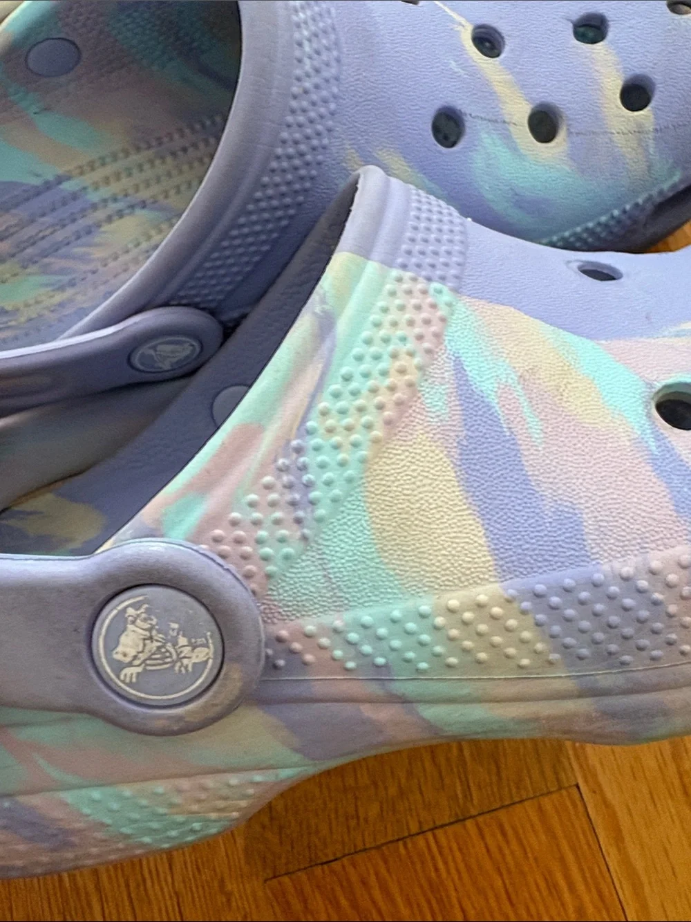 CROCS moon jelly marble Kids Lavender & Teal Tie-Dye Clog size j3 j 3 youth shoe